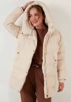 LELA Oversized Inflatable Long- Winterjas - Ecru -LELA 00584c321bf2499fad2dcf0ea944299f