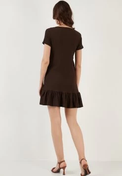 LELA Regular Fit - Jurk - Brown -LELA 021bcbae65244f6cb57ea5e918ea4b36