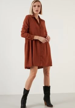 LELA Regular Fit - Blousejurk - Brick Red -LELA 04fb7a8613dd4ceeb05315125824a617