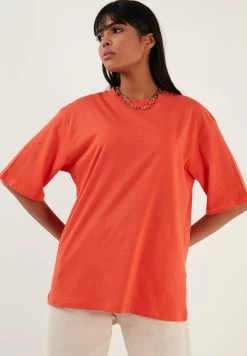 LELA Loose Fit - T-Shirt Basic - Brick Red