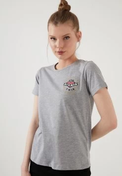 LELA T-Shirt Print - Grey-Melange -LELA 0ca93902e3cf413aac5f7a953da7f732