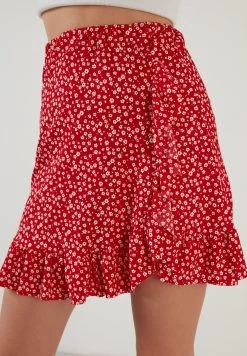 LELA High Waist - Wikkelrok - Red -LELA 0cb064b8da894bd48e1a86ec57b3d08a