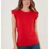 LELA Crew Neck - T-Shirt Basic - Red