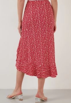 LELA Midi - A-Lijn Rok - Red -LELA 1dc30495bda847528f7899749d426dde