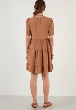 LELA Loose Fit - Jurk - Light Brown -LELA 20646a48064f49ca865bf4378990afee