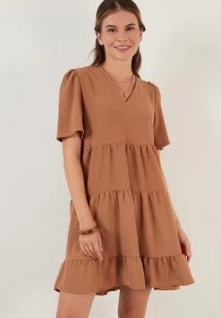 LELA 42 LELA Loose Fit - Jurk - Light Brown