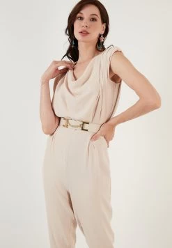 LELA Slim Fit - Jumpsuit - Stone -LELA 2a936fbbb0084453826068cd8b04b1af