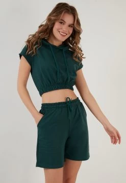 LELA Two Piece Set - Regular Fit - Shorts - Dark Green Melange