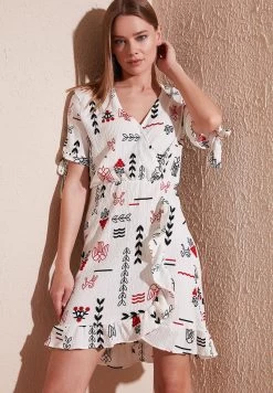 LELA Regular Fit - Jurk - Ecru Orange -LELA 32fa2cce443b417f92bbd340e632d334