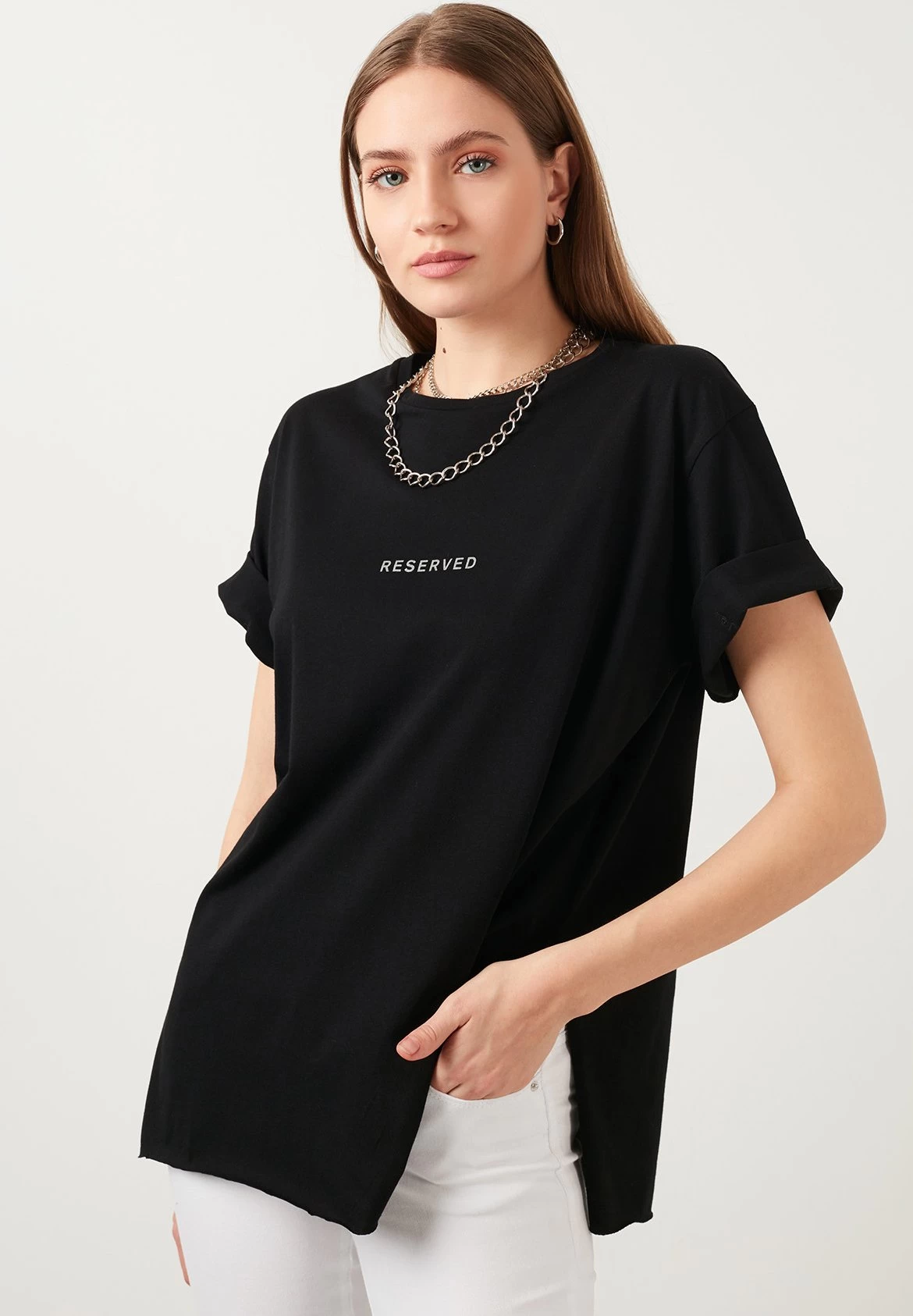 LELA Slim Fit - T-Shirt Print - Black 2 LELA Slim Fit - T-Shirt Print - Black - Afbeelding 2