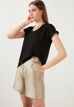 LELA V Neck- T-Shirt Basic - Black -LELA 369e83399eb64ac694cc19f8af188a3c