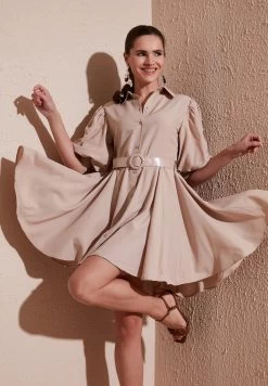 LELA Regular Fit - Blousejurk - Stone -LELA 3a853fae21f84f7dbe13642d20981df3