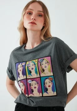 LELA T-Shirt Print - Anthracite Melange -LELA 41f13975c9fe42feaecef481d77f5e55