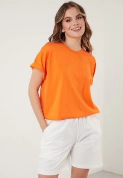 LELA Crew Neck- T-Shirt Basic - Orange Color -LELA 426a9b7a711f433684e59527a956e931