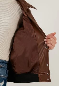 LELA Loose Fit - Imitatieleren Jas - Brown -LELA 47278113153a484aa87055639e21e0cb