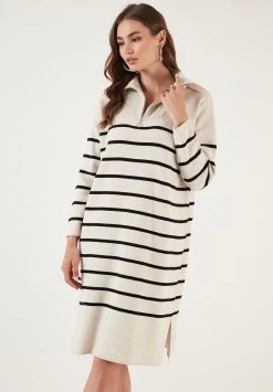 LELA 26 LELA Gebreide Jurk - Cream/Black