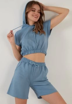 LELA Two Piece Set - Regular Fit - Shorts - Baby Blue -LELA 519483ffd28241d4a8b8c90fe5e477e6