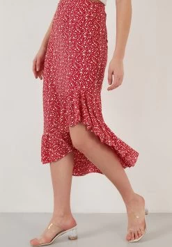 LELA Midi - A-Lijn Rok - Red -LELA 5cd9547fcfe04fa5b919937956e2c928