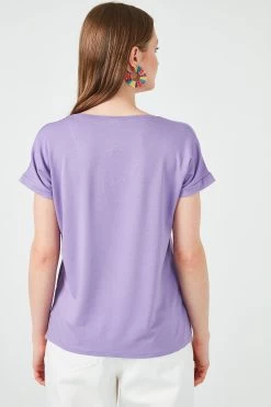 LELA V Neck- T-Shirt Basic - Lilac -LELA 5e0c88cd643a4136a05d3b91bb138485
