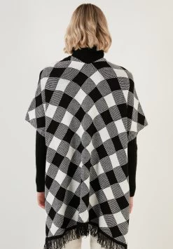 LELA Poncho - Black Ecru -LELA 60396fcf901441a0a7b95e2e4d2e3cca