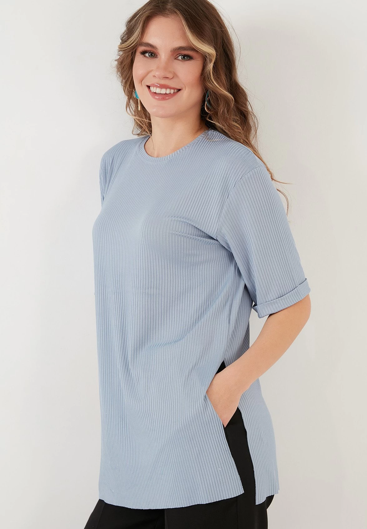LELA Slim Fit - Blouse - Baby Blue 3 LELA Slim Fit - Blouse - Baby Blue - Afbeelding 3