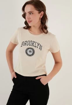 LELA T-Shirt Print - Stone -LELA 62596163e5a64c39a4ade03f61f532b4