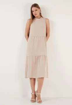 LELA Regular Fit - Jurk - Stone -LELA 75fe79a57a9c4b9c82227ce1325a0325