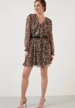 LELA Regular Fit - Jurk - Mottled Brown -LELA 76ac8670d75c4d059a767597d5b1c852