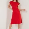 LELA Short Sleeve Midi - Jurk - Red