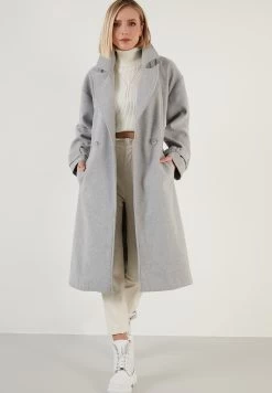 LELA Regular Fit - Trenchcoat - Grey Melange -LELA 7dbe9a672bfa46ce992977672d2852c8