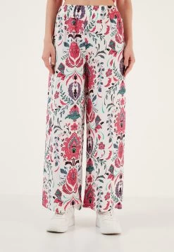 LELA Broek - White/Fuchsia