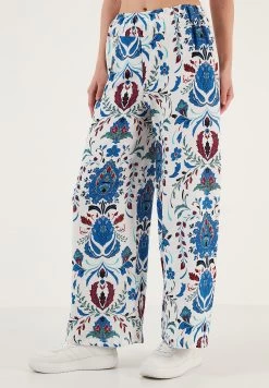 LELA Broek - White/Blue -LELA 8912132b6dc840a5a6110662ef14e93d