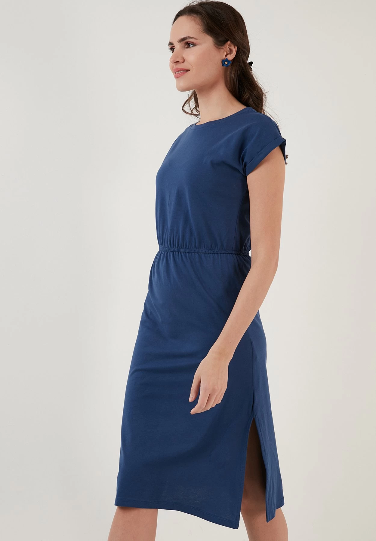LELA Short Sleeve Midi - Jurk - Indigo 3 LELA Short Sleeve Midi - Jurk - Indigo - Afbeelding 3