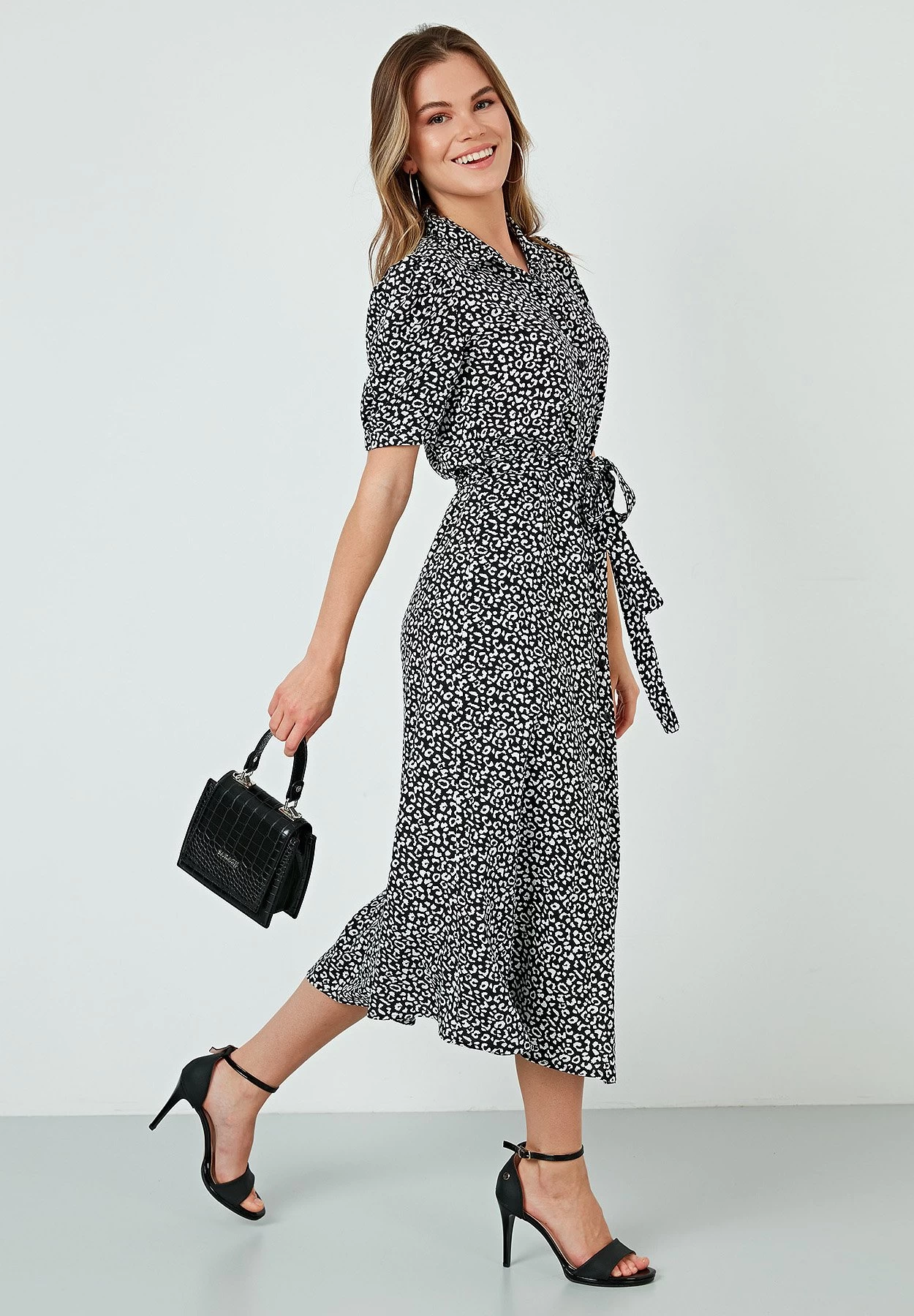 LELA Blousejurk - Black-White 2 LELA Blousejurk - Black-White - Afbeelding 2