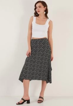 LELA Midi- A-Lijn Rok - Black