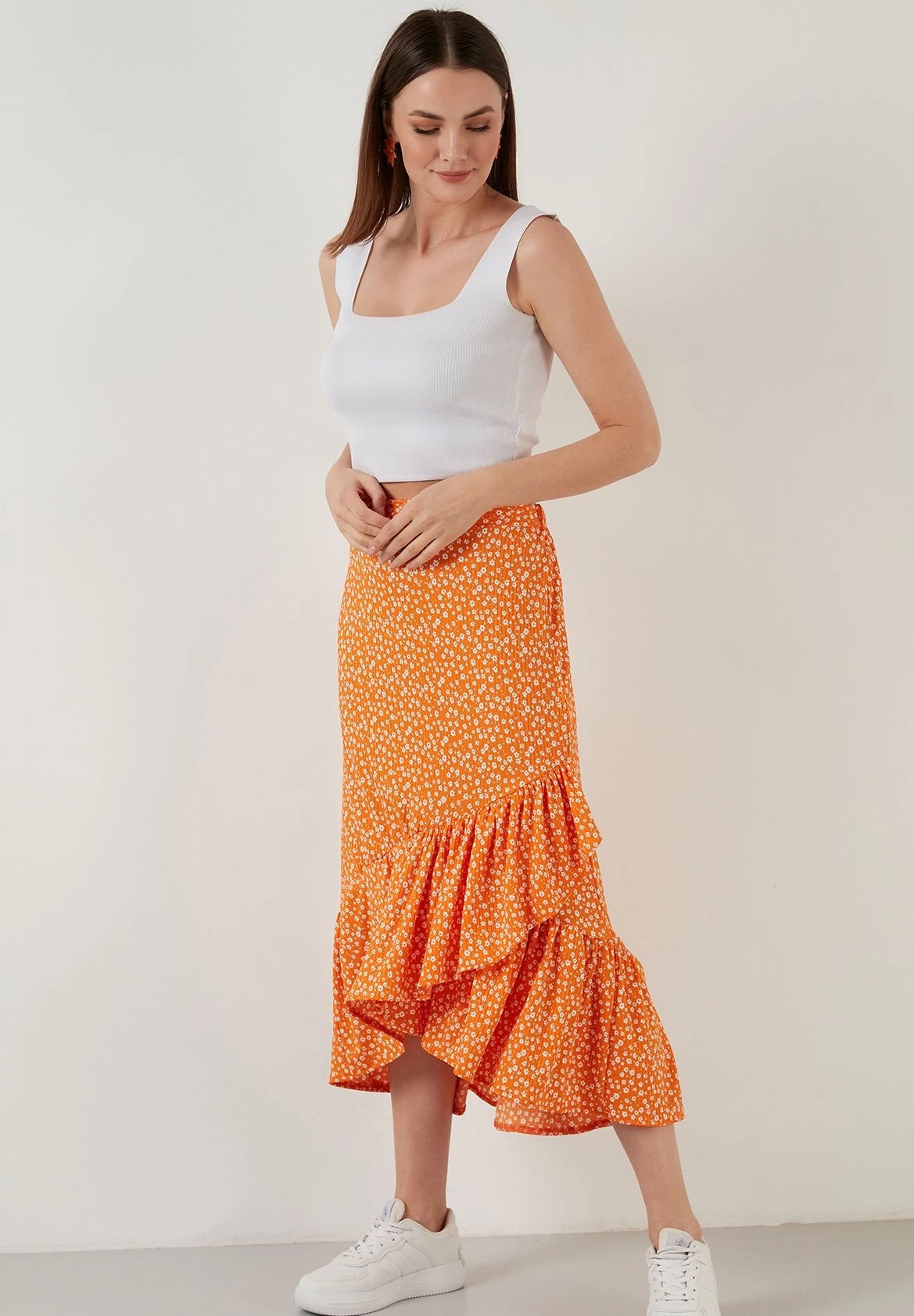 LELA Regular Fit- A-Lijn Rok - Orange Color 2 LELA Regular Fit- A-Lijn Rok - Orange Color - Afbeelding 2