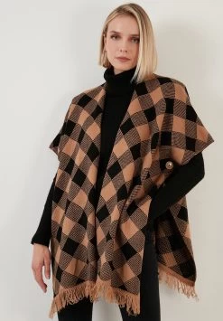 LELA Poncho - Camel/Black