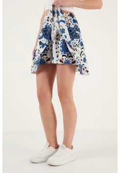 LELA Regular Fit - Plooirok - White Blue -LELA 9ba5e115eee84869816acf5903c23d24