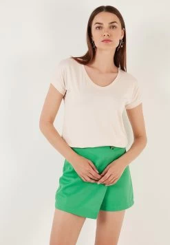 LELA V Neck- T-Shirt Basic - Stone Colored