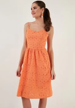 LELA Regular Fit - Jurk - Orange -LELA a1790be6bef04fb5bcfa8bea535f1e28