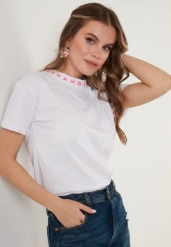 LELA Crew Neck- T-Shirt Print - White Neon Fuchsia -LELA a8ae9c12fb3f4669884cdccdfcb845d7