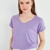 LELA V Neck- T-Shirt Basic - Lilac