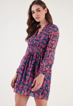 LELA Regular Fit - Jurk - Fuchsia Dark Blue -LELA c0536625fc3b4313b04b41e7d409c0cc