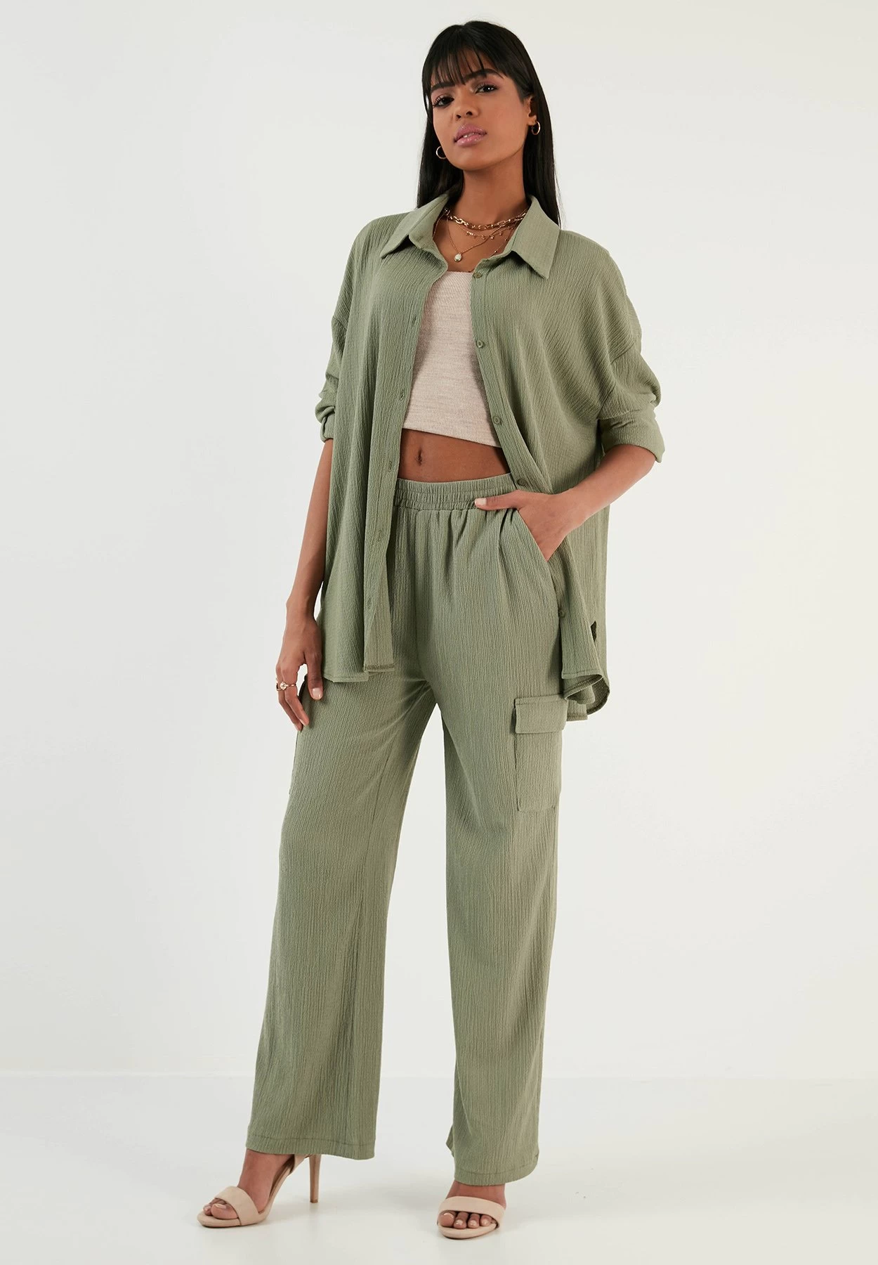 LELA Regular Fit - Cargobroek - Khaki 2 LELA Regular Fit - Cargobroek - Khaki - Afbeelding 2