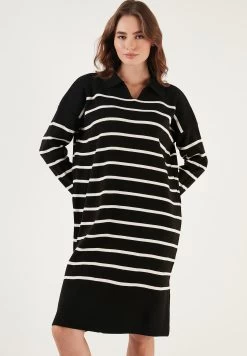 LELA Gebreide Jurk - Black/Light Stone -LELA cced9472e1044cb191d0230053d46775