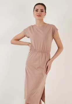 LELA Short Sleeve Midi - Jurk - Biscuit