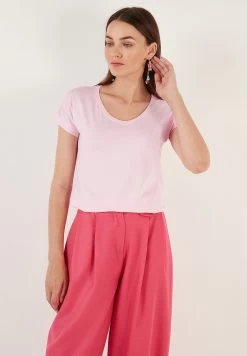 LELA V Neck- T-Shirt Basic - Light Pink -LELA d31661316cb7406ea0e3a5ee430753dc