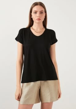 LELA V Neck- T-Shirt Basic - Black