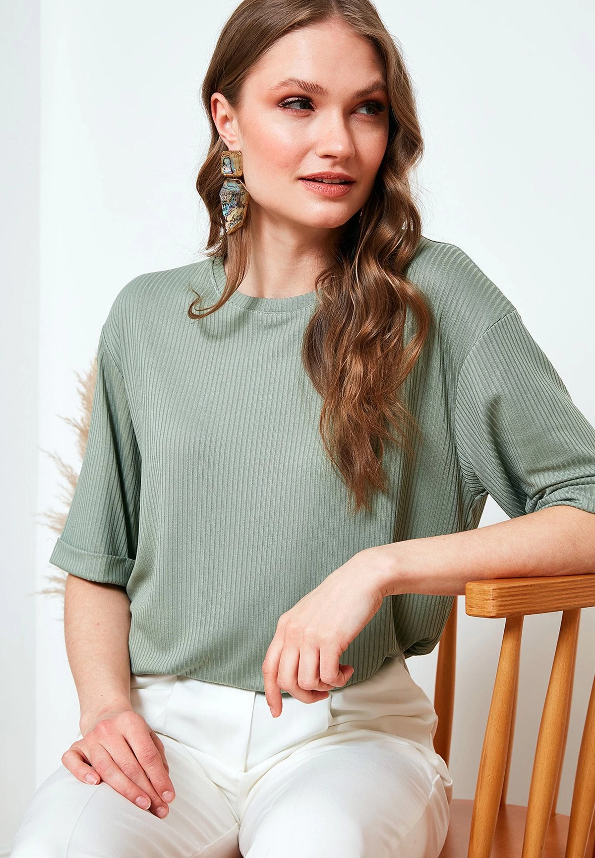 LELA Slim Fit - Blouse - Green 4 LELA Slim Fit - Blouse - Green - Afbeelding 4