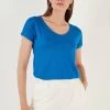 LELA V Neck- T-Shirt Basic - Royal Blue